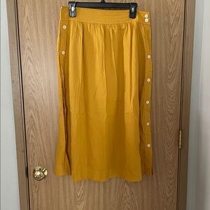 Madewell Mustard A-Line Skirt with Button Accents SZ 12